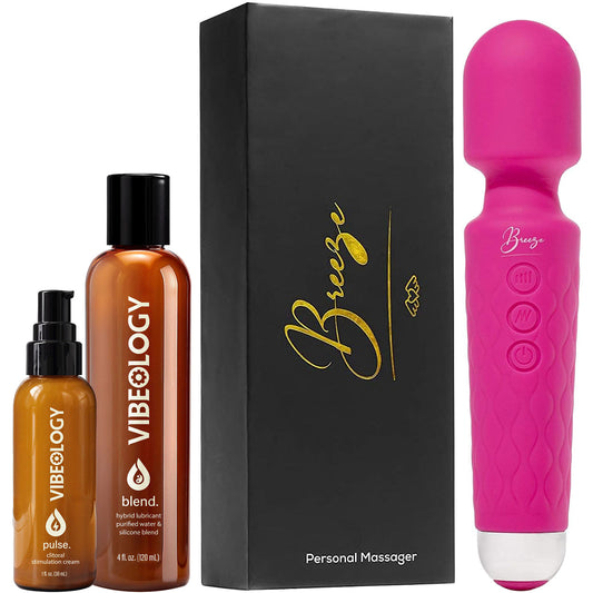 Breeze Silicone Vibrating Wand By Pleasure Engine With Blend Lubricant & Pulse Stimulation Cream  0 reviews